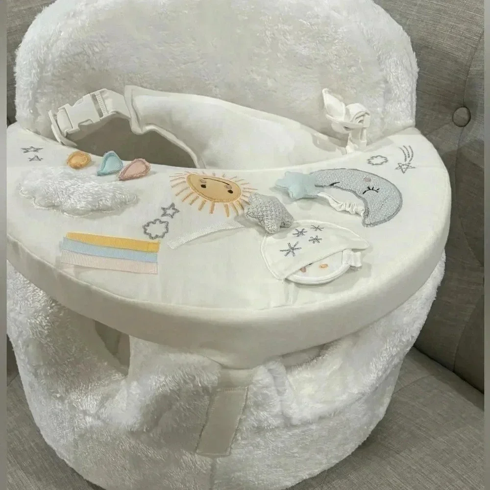 Pottery Barn Kids Plush White Baby Floor Seat with Tray